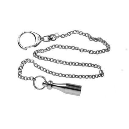 Conical neodymium sorting magnet with chain and carabiner for metal inspection