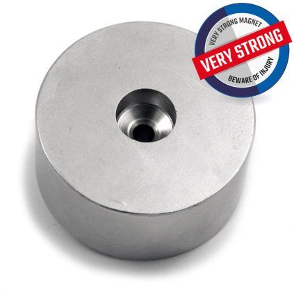 Neodymium cylindrical magnet 60 × 30 mm with through hole for a technical magnet fishing setup