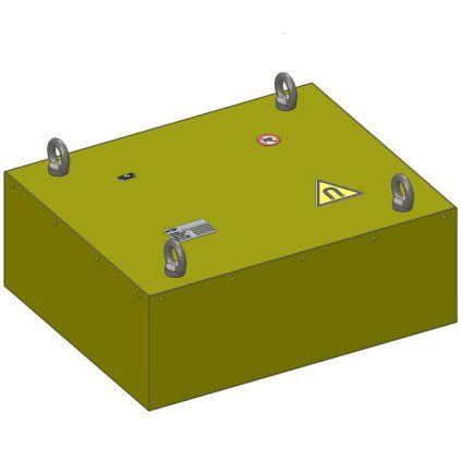 Ferrite magnetic plate MD 610 × 496 × 227 mm above a conveyor belt