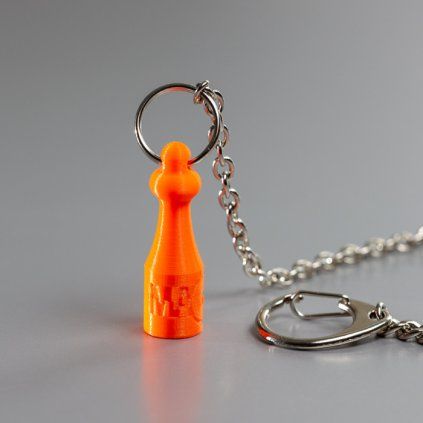 Orange plastic conical sorting magnet with brass chain and carabiner
