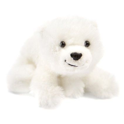 Plush polar bear magnet with two magnets sewn into the front paws